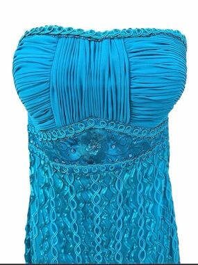 Sue Wong Dress NWT Strapless Teal Size 6